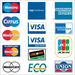 Logos of plastic cards