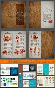 Tri fold business brochure vector set 16