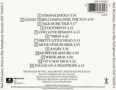 Paul McCartney - Press To Play (1986) {Parlophone Records}