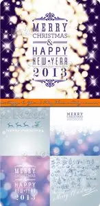 2013 Happy New Year and Merry Christmas holiday vector backgrounds set 14