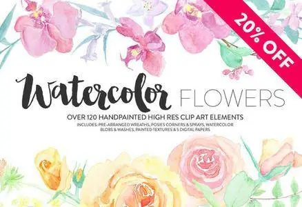 CreativeMarket - Watercolor Flower Pack