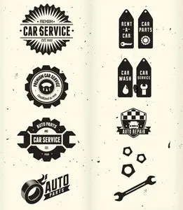 Retro Vintage Сar Labels Set