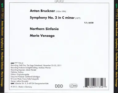 Mario Venzago, Northern Sinfonia - Anton Bruckner: Symphony No. 2 in C minor (2012) [Re-Up]