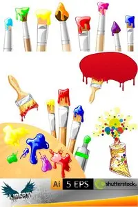 Brushes with paint