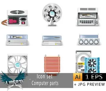 Icon set. Computer parts