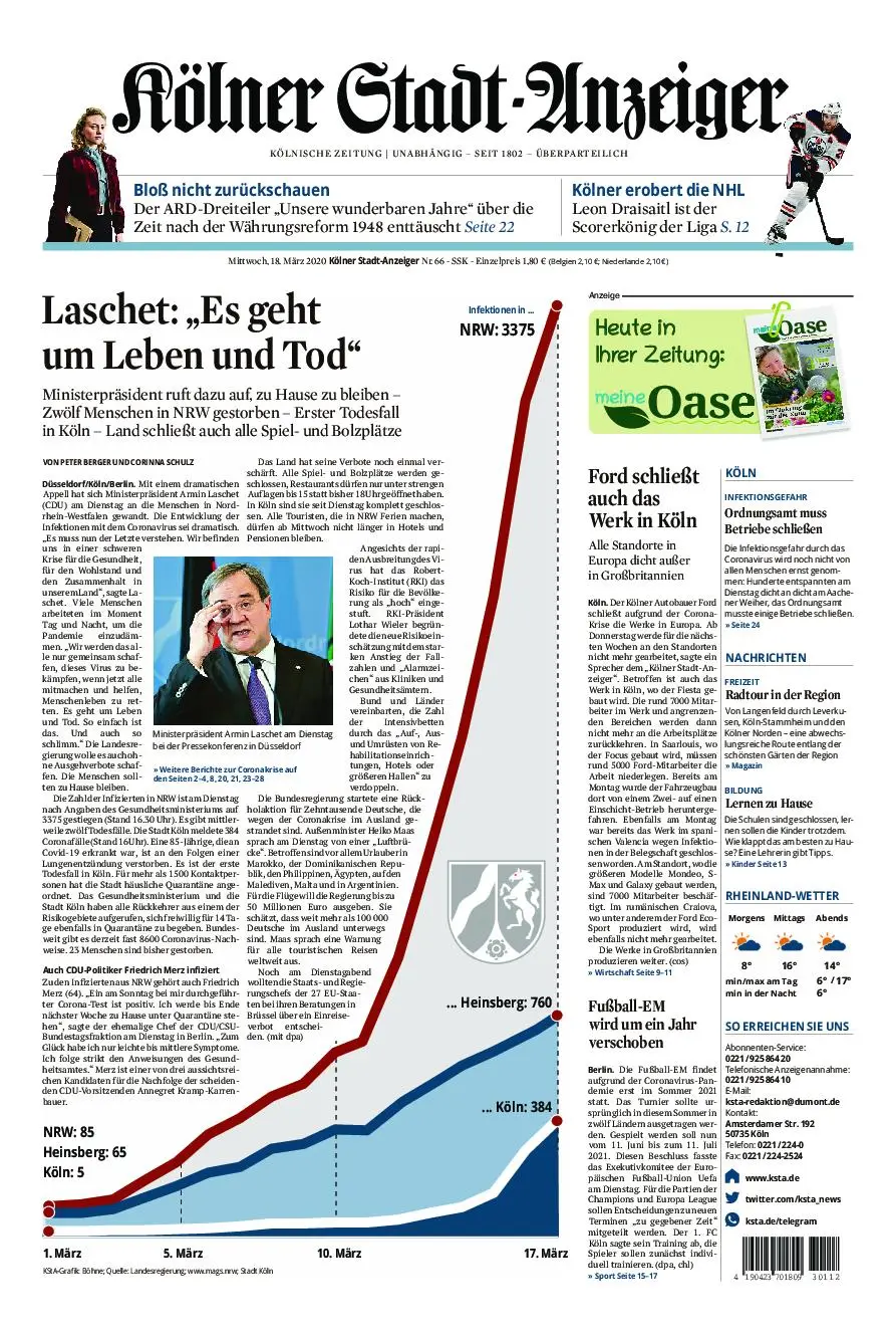 Kölner Stadt-Anzeiger Köln-Land/Erftkreis – 18. März 2020