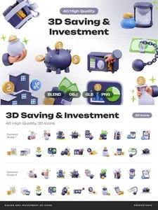 Saving & Investment 3D Icons ZQNVAD3