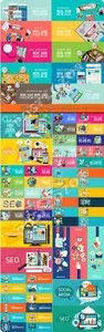 Templates flat design concept business and seo vector
