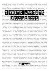 I Write Artist Statements