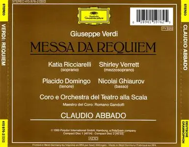 Claudio Abbado, Coro e Orchestra del Teatro alla Scalla - Giuseppe Verdi: Messa da Requiem (1986)
