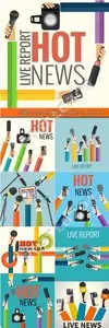 Report interview hot news flat concept vector