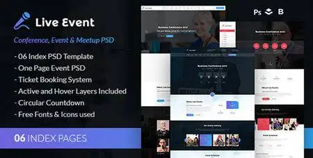 ThemeForest - Live Event v1.0 - Conference, Event & Meetup PSD Template - 19707231