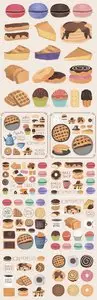 Vector set of chocolate sweets cakes and chocolate food