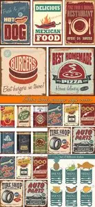Retro labels grunge style vector