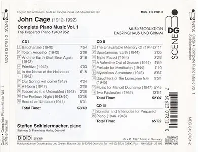 John Cage - Schleiermacher - The Prepared Piano 1940-1952 (1997, MDG "Scene" # 613 0781-2) [RE-UP]