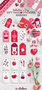 CreativeMarket - Valentine Gift Tags, Stickers, Tapes