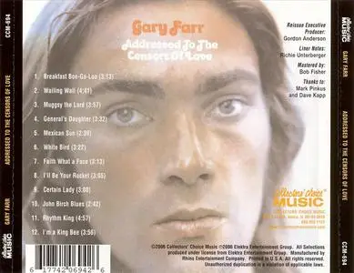 Gary Farr - Addressed To The Censors Of Love (1972) {2006 Collectors' Choice Music}