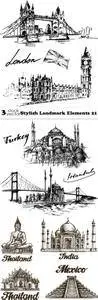 Vectors - Stylish Landmark Elements 21