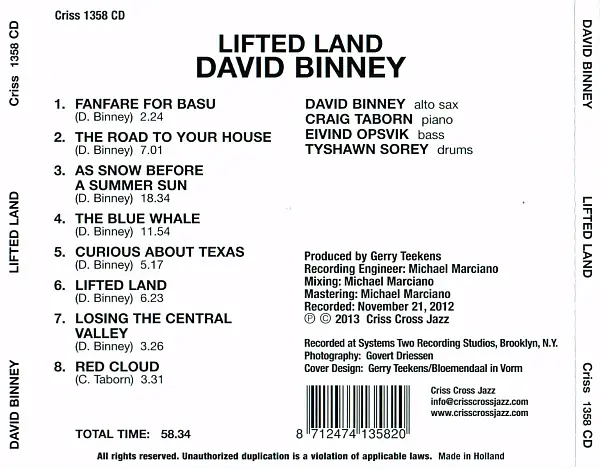 David Binney - Lifted Land (2013) {Criss Cross}