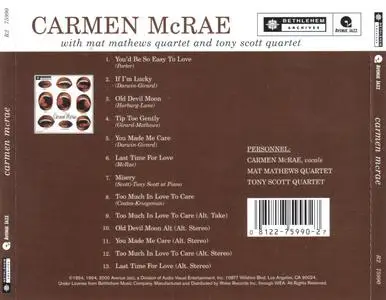 Carmen McRae - With Mat Mathews and Tony Scott Quartets (1954) {Bethlehem R2 75990 rel 2000}