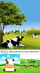 Vectors - Shiny Backgrounds with Cows