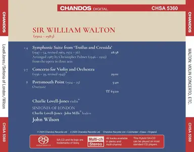 Charlie Lovell-Jones, John Wilson, Sinfonia of London - William Walton: Violin Concerto; Symphonic Suite (2025)