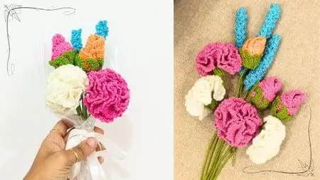 Crochet Flower Bouquet Making