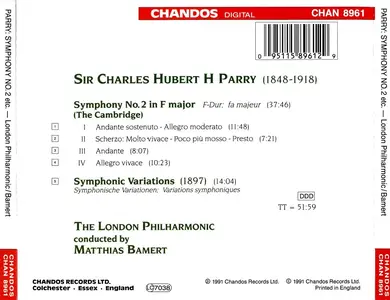 Matthias Bamert, London Philharmonic Orchestra - Hubert Parry: Symphony No. 2 & Symphonic Variations (1991)