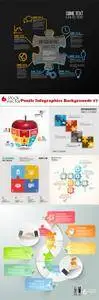 Vectors - Puzzle Infographics Backgrounds 17