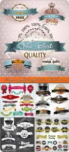 Premium quality vintage labels with ribbon vector