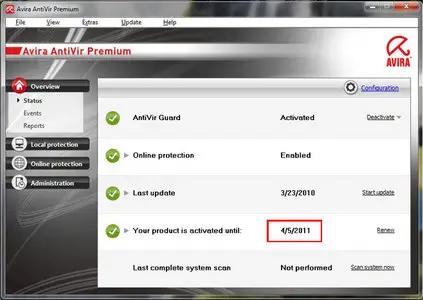 Avira AntiVirus Premium v10.0.0.597 + License Till Aprill 2011
