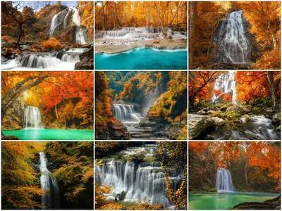 60 Autumn Waterfalls Wallpapers Mix