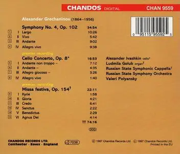 Valeri Polyansky, Russian State Symphony Orchestra - Alexander Grechaninov: Symphony No.4, Cello Concerto, Missa festiva (1997)