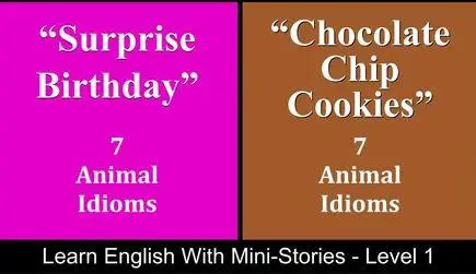 Learn English With Mini-Stories - Level 1 - "Surprise Birthday, " "Chocolate Chip Cookies"