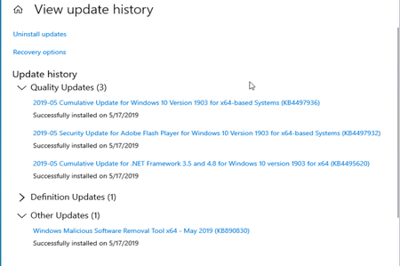 Microsoft Windows 10 Pro 1903 (OS Build 18362.113) May 2019