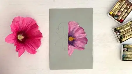 Realistic Drawing: Simple Flower With Oil Pastels