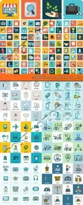 Stylish icons in flat vector set 40