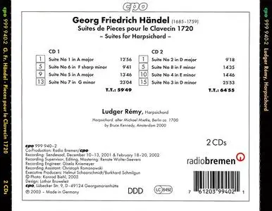 Ludger Rémy - Handel: Suites de Pièces pour le Clavecin 1720 (2003)
