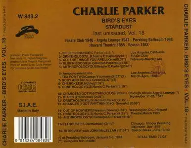 Charlie Parker - Bird's Eyes: Last Unissued, Vol. 18 (1946-1953) {Philology W 848.2 rel 1999}