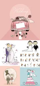 Comic Style Wedding Vector