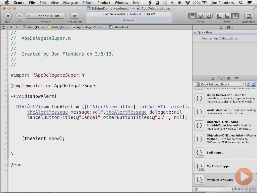 Pluralsight - Introduction to Xcode