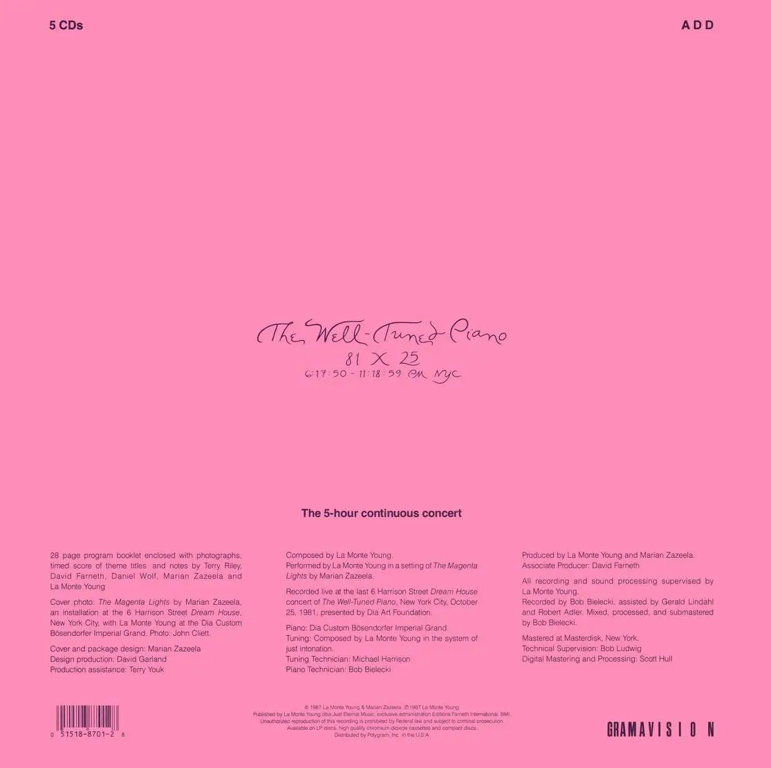 La Monte Young - The Well-Tuned Piano 81 X 25 (6:17.50 - 11:18:59 PM ...