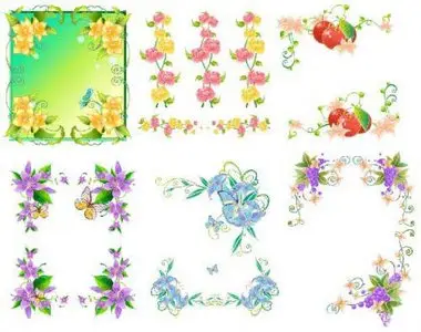 Flower frames in vector