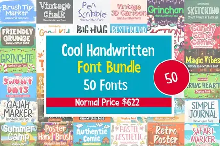 Cool Handwritten Fonts Bundle - 50 Premium Fonts