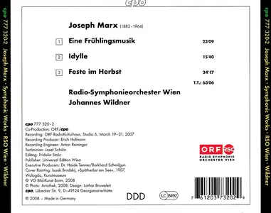 Johannes Widmer, Radio-Symphonieorchester Wien - Joseph Marx: Eine Frühlingsmusik, Idylle, Feste im Herbst (2008)