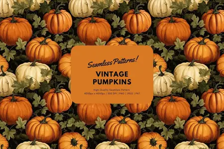 EE - Vintage Pumpkins Halloween Seamless Pattern SNBWWRN