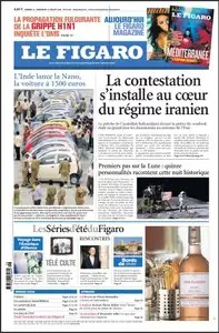 Le Figaro, du Samedi 18 & Dimanche 19 Juillet 2009.