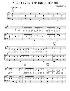 Never Ever Getting Rid Of Me (from Waitress The Musical) - Sara Bareilles (Piano-Vocal-Guitar)