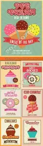 Advertising cards sweet dessert restaurant vector