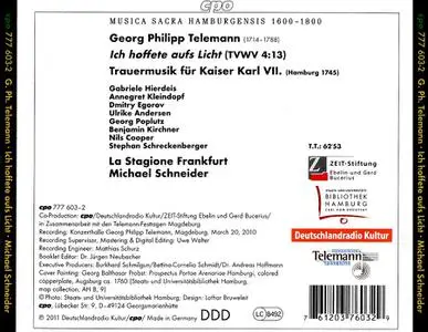 Michael Schneider, La Stagione Frankfurt - Georg Philipp Telemann: Ich hoffete aufs Licht (2011)